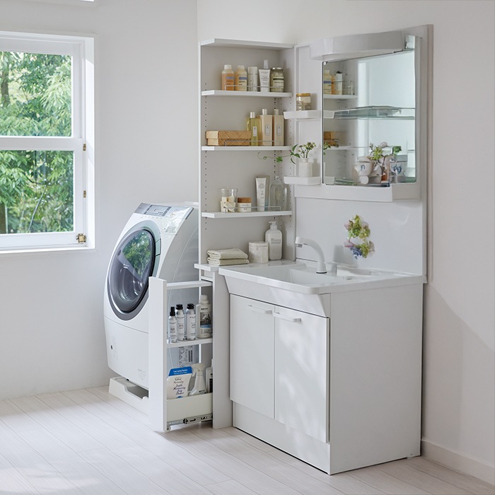 サニタリーすきまくん ランドリー収納 下台・扉(TTLR) 横幅30~40cm 高さ190cm 奥行32cm