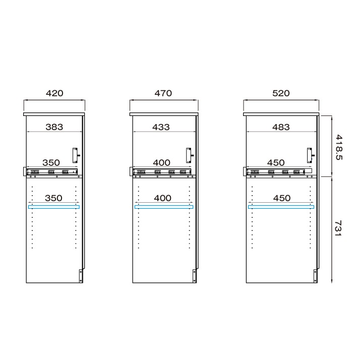レンジすきまくん Mタイプ ミドルタイプ 幅40~60cm 高さ117cm 奥行47cm