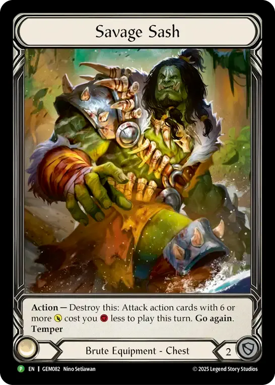 EN】【Rainbow Foil】[Brute] Savage Sash / 野獣の蛮帯 [P]《GEM082