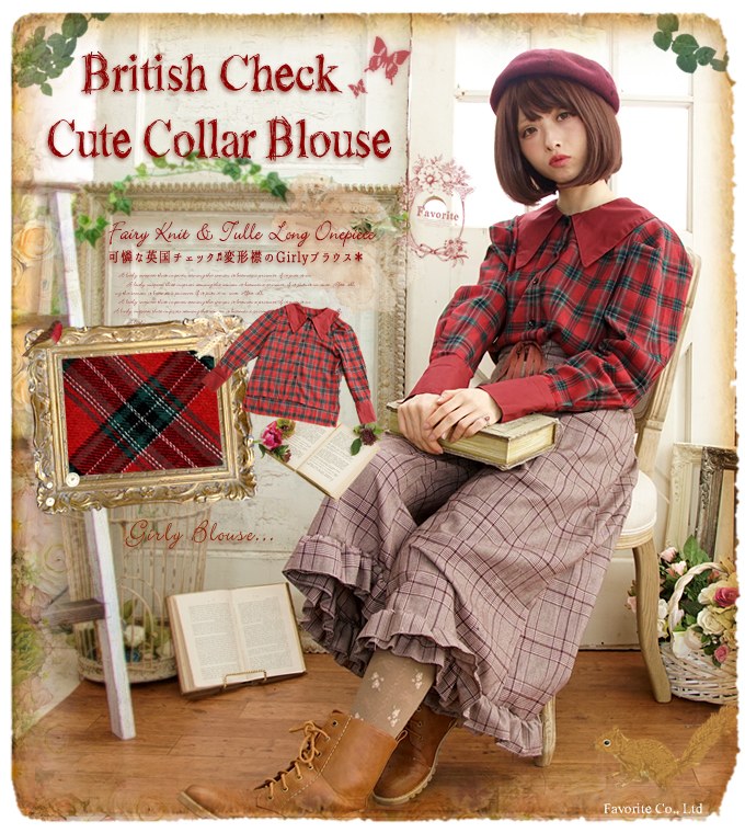 トップス シャツ ブラウス レッド 秋冬 長袖 レディース チェック