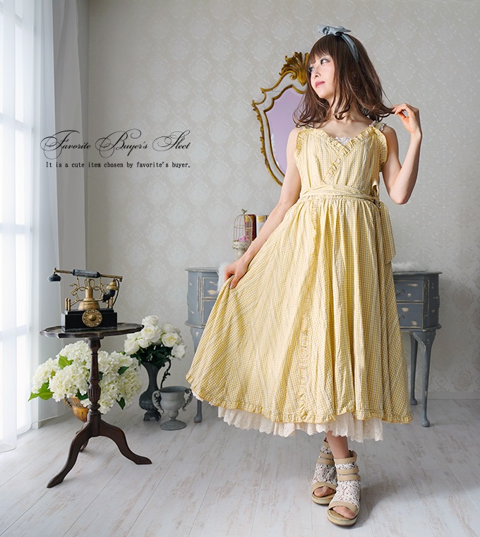 ワンピース専門店favorite 森ガール ナチュラル ワンピース 春夏 スモーキーイエロー ロング丈 スモーキーイエローのノースリーブロング丈 ワンピース 19年6月下旬新作 全商品 森ガール ワンピ専門店のfavorite公式通販サイト