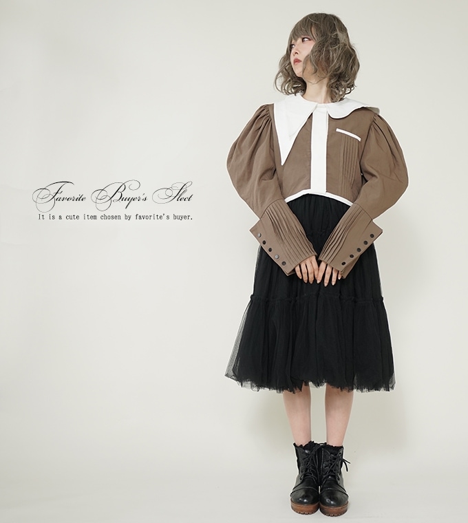 ジャケット ブラウン アシンメトリー 個性派 ぽわん袖 アシンメトリー