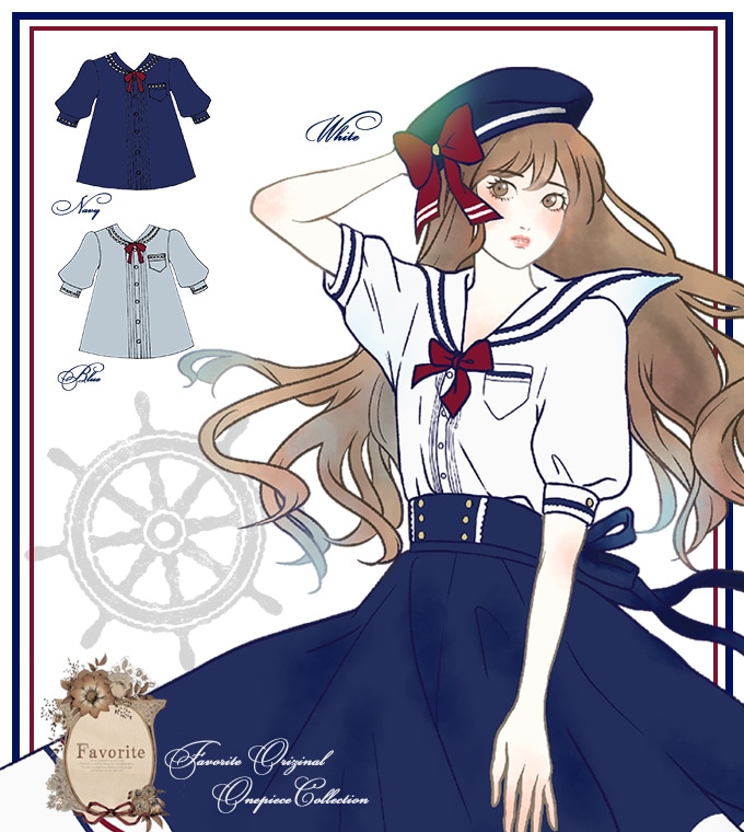 フェイバリット Favorite セーラー襟半袖ワンピース - 通販