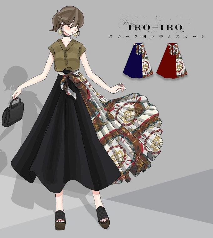 ワンピース専門店favorite 森ガール ナチュラル ボトムス スカート マキシ丈 スカーフ ウエストリボン付き Favoriteオリジナル 切り替えスカーフ柄のフレアワンピース 年5月新作中旬 全商品 森ガール ワンピ 専門店のfavorite公式通販サイト