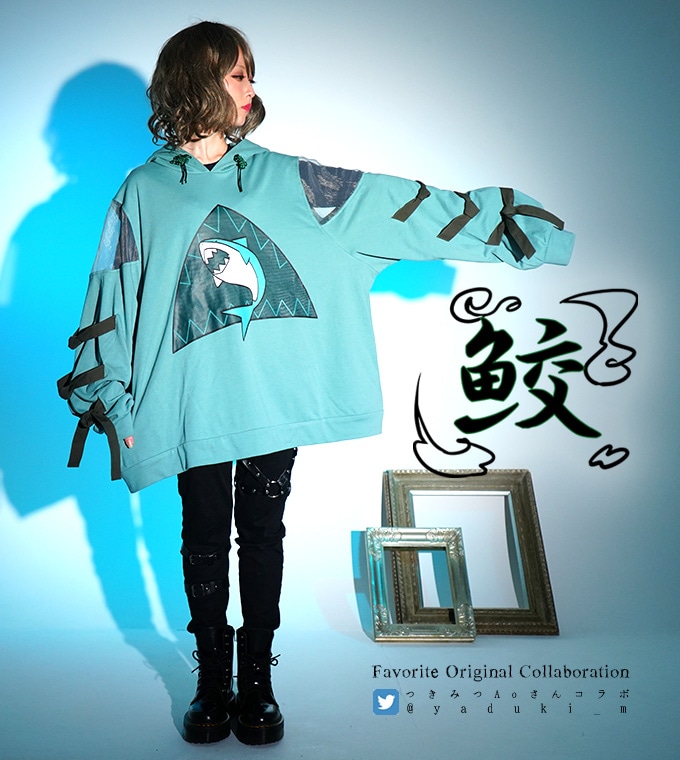 パーカー ユニセックス おいしいさめ エラー画面とさめちゃんプリントのパーカー スウェット ユニセックス ジッパー ロゴプリント おいしいさめ