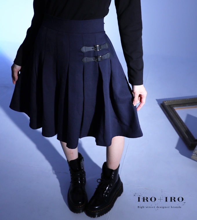 スカート プリーツ ミディアム ベルト こんなの探してた ヘビロテ プリーツスカート 紺＊Favoriteオリジナル＊ ベルト付き ヘビロテ プリーツスカート ネイビー【2020年8月下旬予約開始】