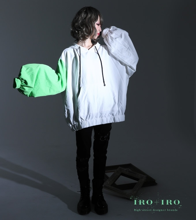 り*ー様 NOsWEA パーカー フーディー 色違い2着セット トップス パーカー ユニセックス 2トーン フーディー 白×黄緑