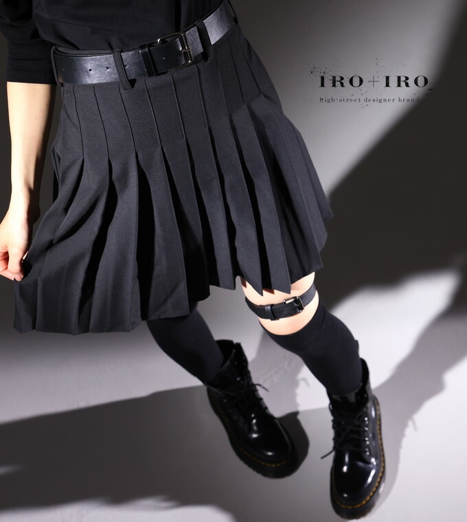 スカート プリーツスカート ミニ ＊Favoriteオリジナル＊下着が見えないパンツ型裏地つき ベルトをつけるとロックなテイストにも☆ヘビロテシンプルミニプリーツスカート ブラック 黒【2021年8月中旬予約開始】
