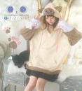 【最短即日出荷】ルームウェア パーカー ユニセックス ミロちゃん 猫 ねこ ネコ 猫耳 肉球 尻尾 バイカラー＊Favoriteオリジナル＊ももしきさんコラボグッズ　バイカラーの肉球がかわいいミロちゃ