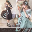 2点セット ワンピース スカート ミディアム丈 レース フリル ペチコート リボン お菓子 たかみん＊Favoriteオリジナル＊単体でも着回し抜群♪チョコミントのワンピースコーデセット【2023年6月上旬予約開始】