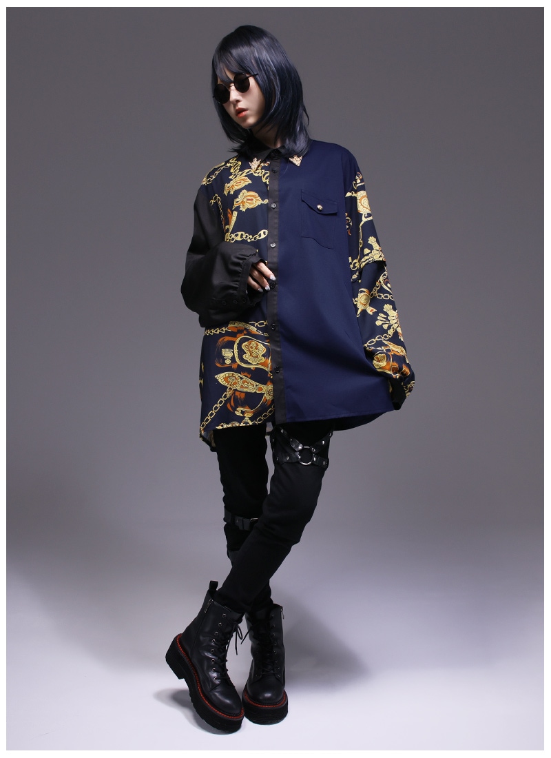 マリンスカーフ柄アシメシャツ ｜ Favoriteオリジナル