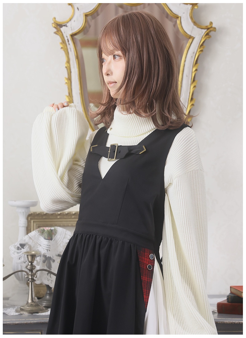 【限定値下げ】BODYLINE ジャンパースカート 黒×白 アクセサリー セット 書き記す手帳ジャンパースカート ｜ Favoriteオリジナル