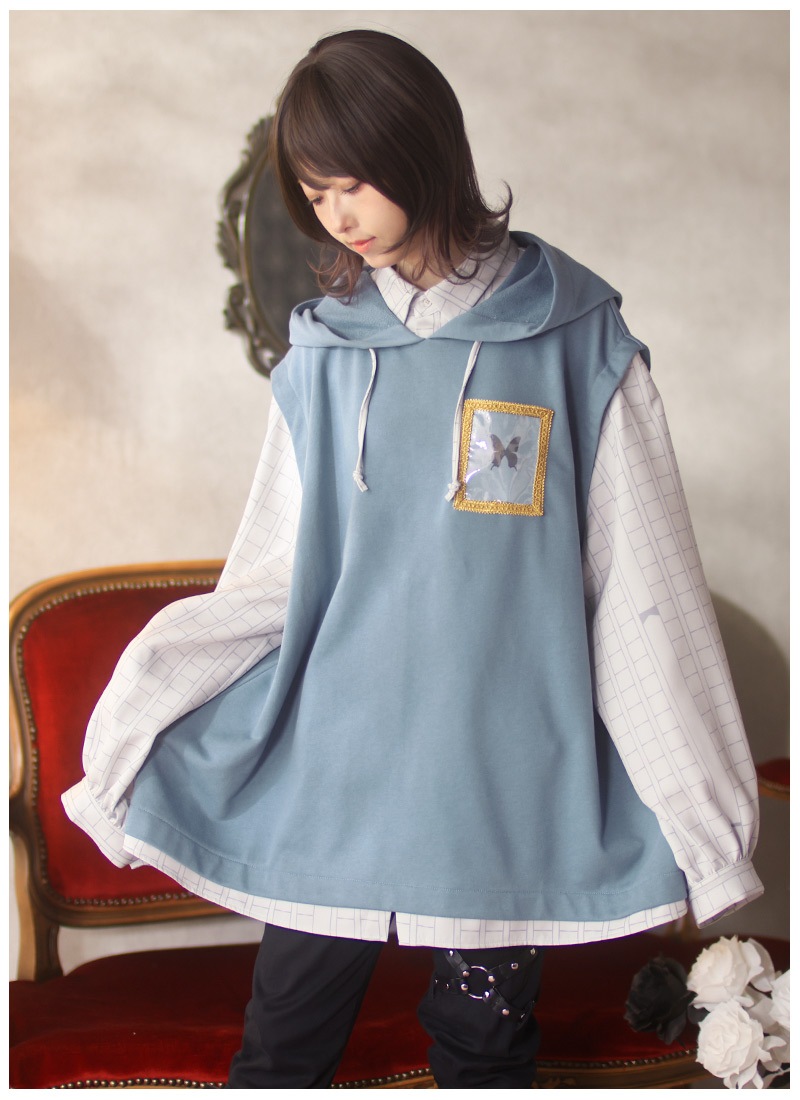 最短即日出荷】蝶舞う懐古文学＊原稿用紙柄シャツドッキング標本