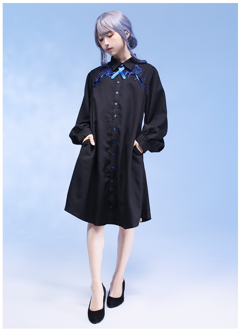 MAXMARA ロヒナ クルネック ロンクスリフ シャツ 【関税込】 瑠璃咲く＊ネモフィラロイヤルロングシャツ ｜ Favoriteオリジナル