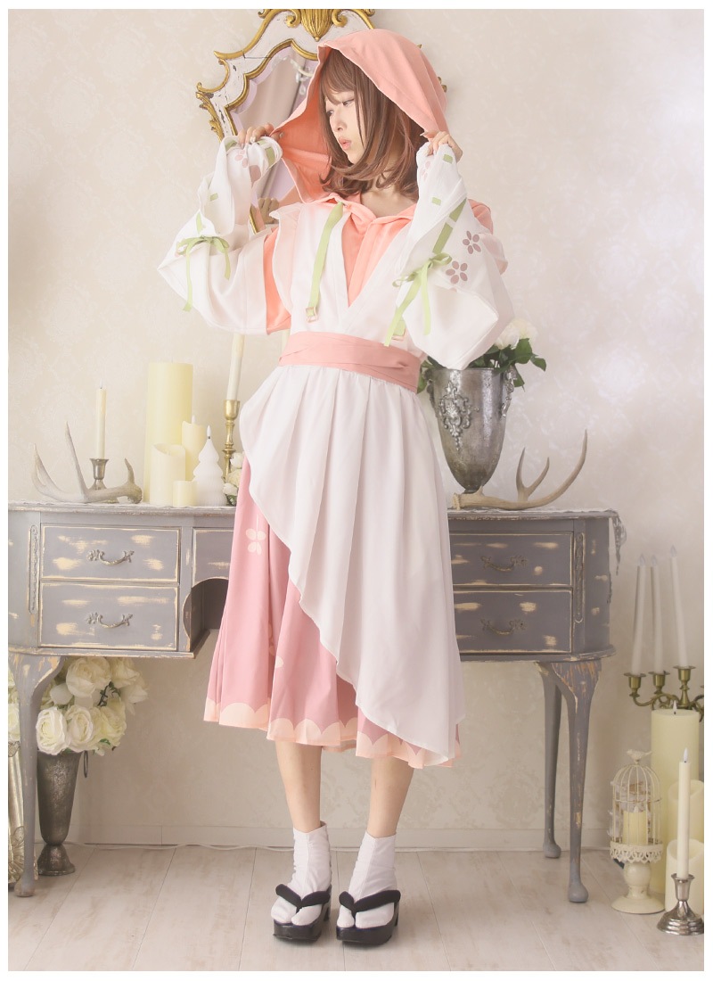 花ト猫ノ和風パーカーワンピース Favorite フェイバリット ワンピース