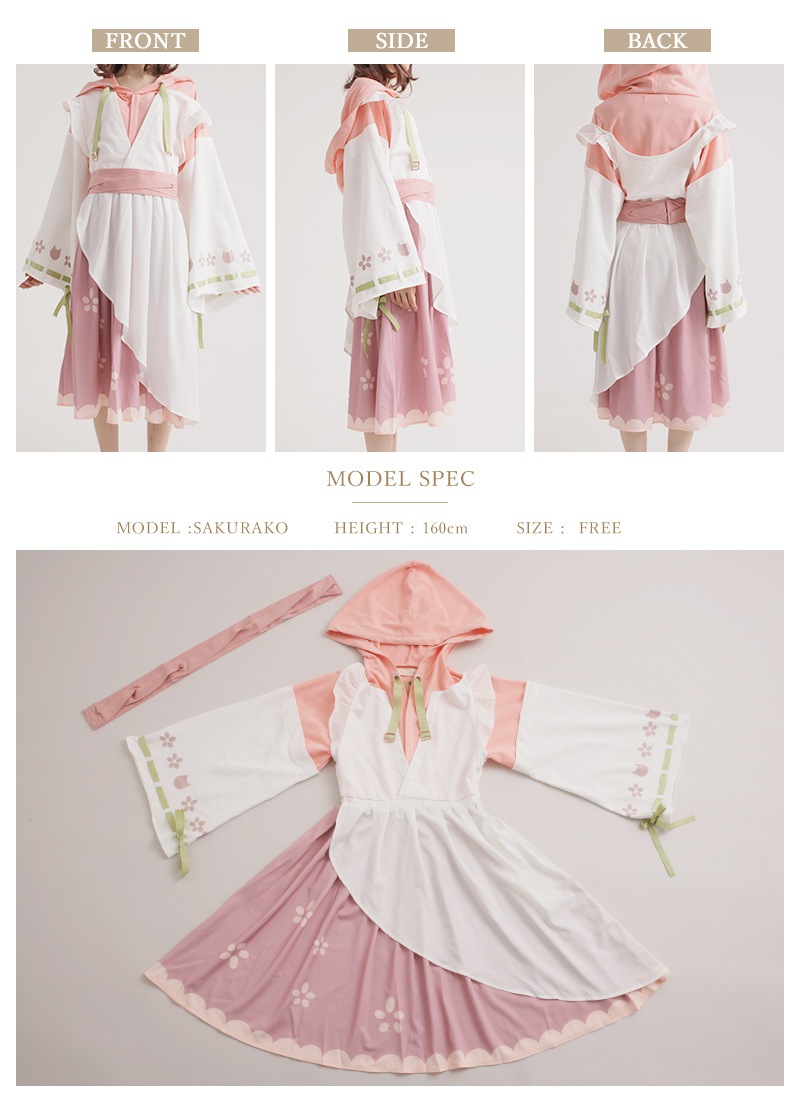 花ト猫ノ和風パーカーワンピース Favorite フェイバリット ワンピース