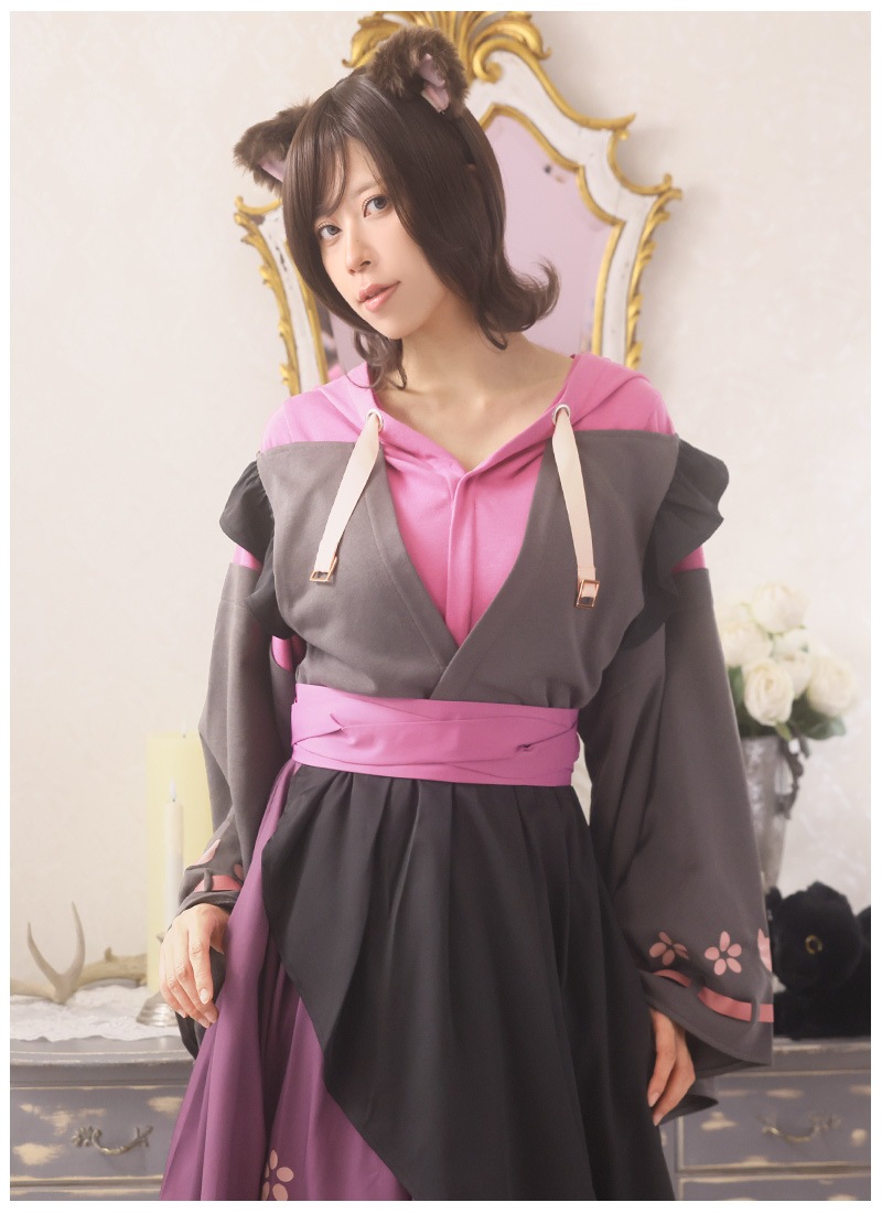 花ト猫ノ和風パーカーワンピース Favorite フェイバリット ワンピース