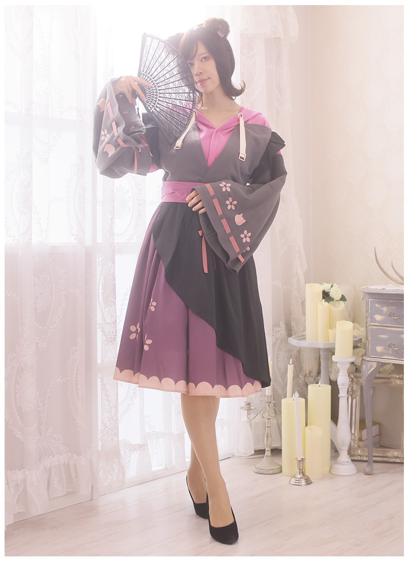 花ト猫ノ和風パーカーワンピース Favorite フェイバリット ワンピース