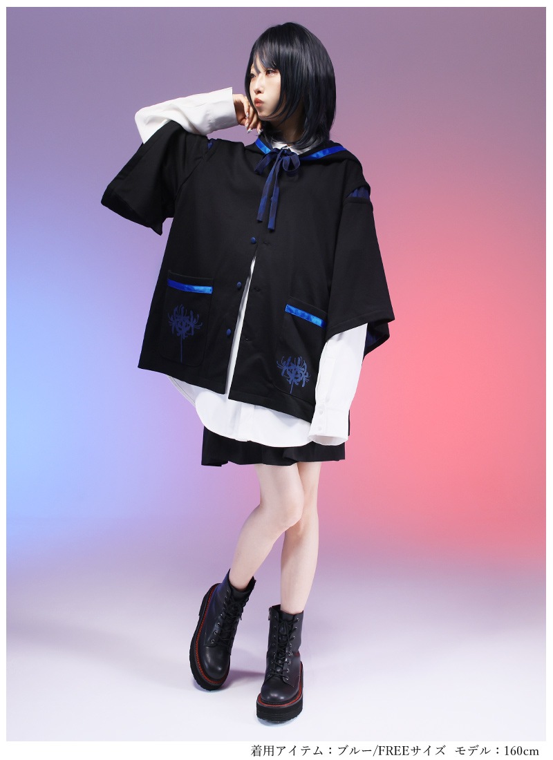 彼岸花柄羽織り【ブルー】 彼岸花柄羽織[品番：IGAW0006718]｜axes femme（アクシーズ