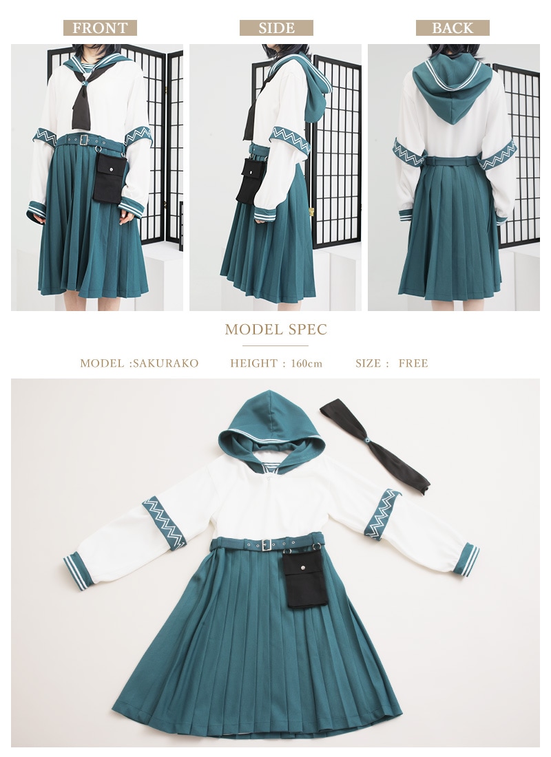 【夏休み値下】才女のあなたとネクタイワンピース Amazon.co.jp: [WOOYOO] ロングワンピース 海軍風 レディース