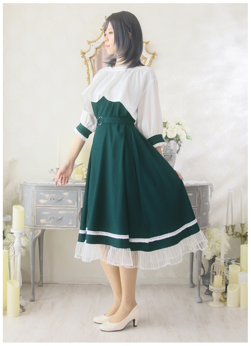 藤と鈴蘭の儚げレイヤードフレアワンピース ｜ Favoriteオリジナル