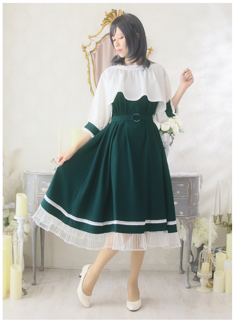 藤と鈴蘭の儚げレイヤードフレアワンピース ｜ Favoriteオリジナル