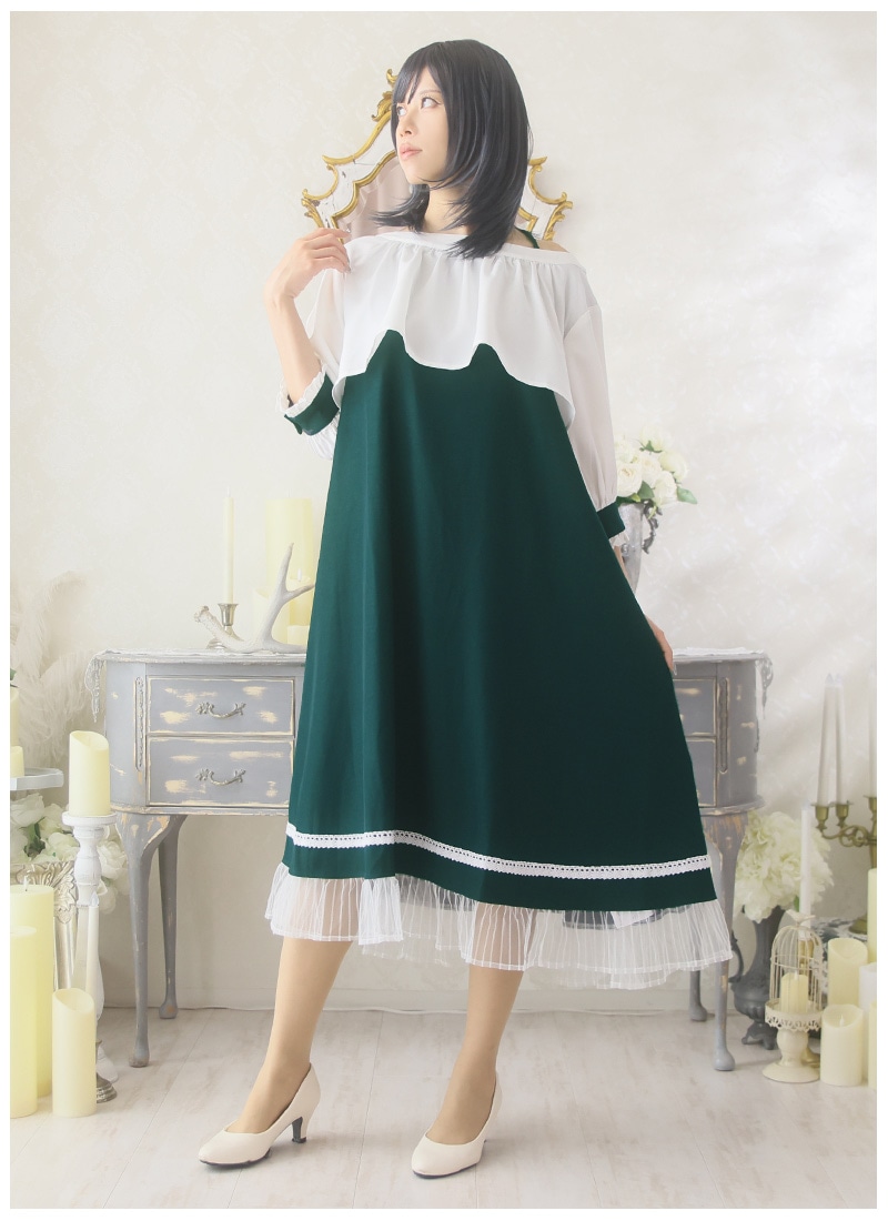 藤と鈴蘭の儚げレイヤードフレアワンピース ｜ Favoriteオリジナル