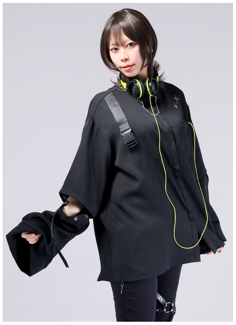 最短即日出荷】アシメでハトメなハーフラップスカートシャツ＊Favorite