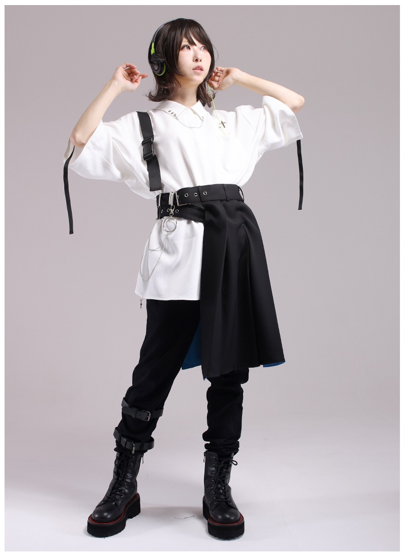 最短即日出荷】アシメでハトメなハーフラップスカートシャツ＊Favorite