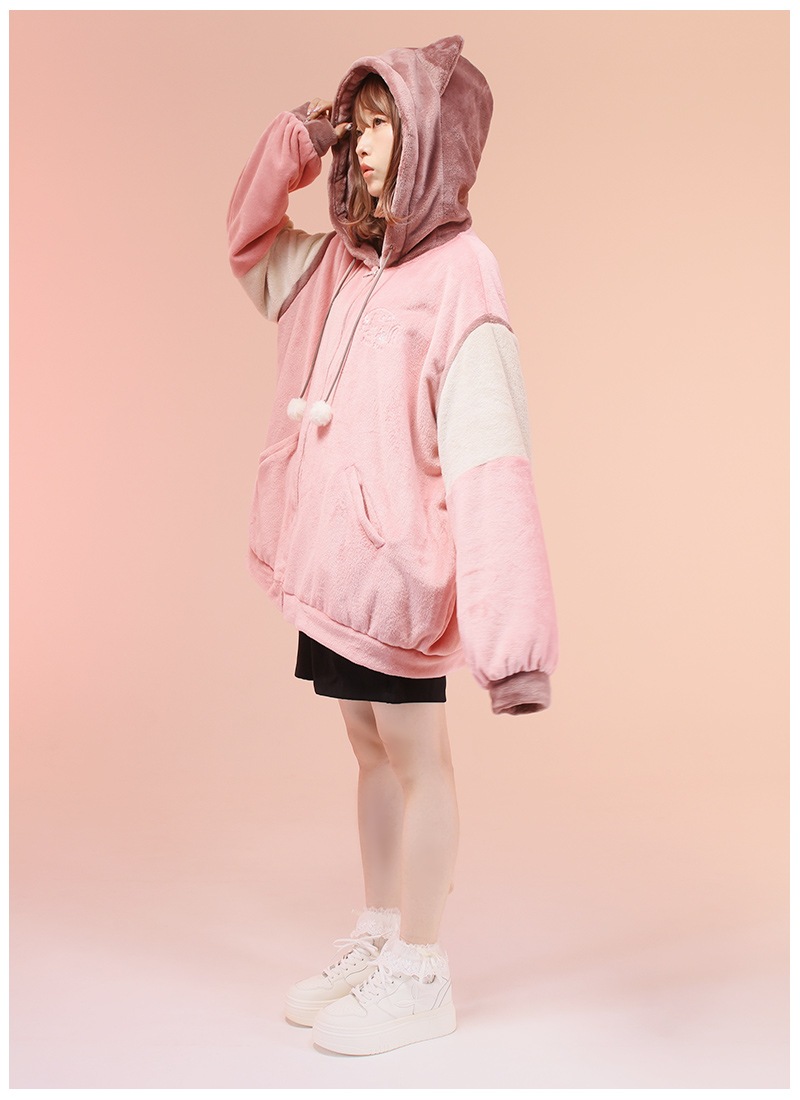 杏仁ミルさんコラボ 杏仁ミル變身絨毛居家外套 杏仁ミルなりきり