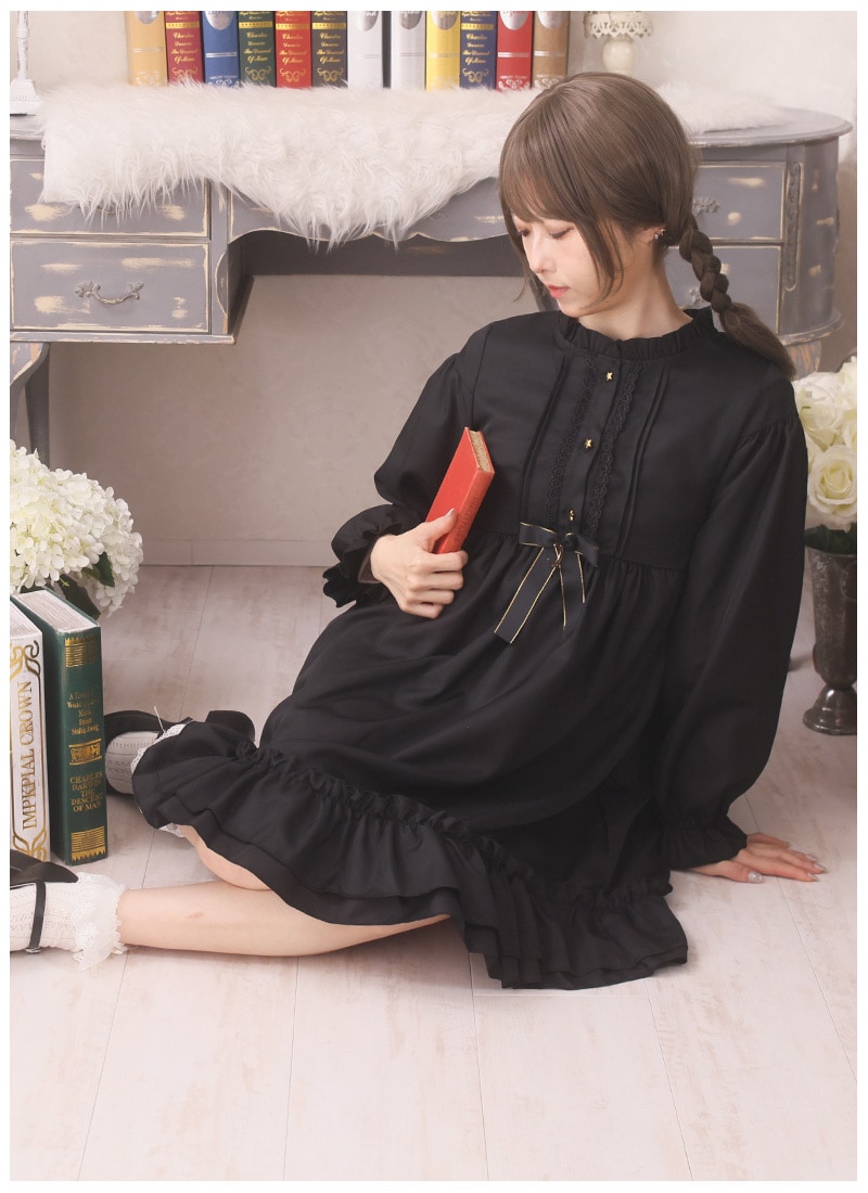 最短即日出荷】【買い付け商品】ワンピース フリル リボン 森ガール 襟