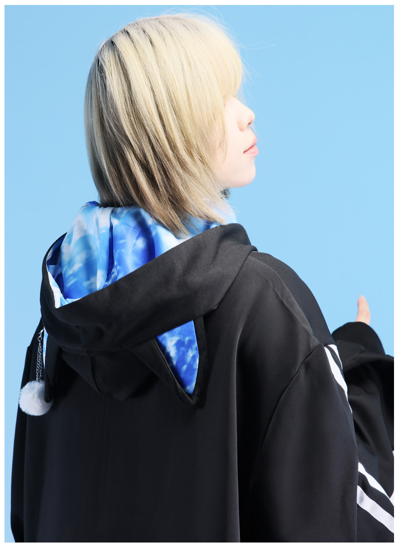 【PEACE NOW】猫耳フード付きブラックショートコート 猫耳付ショートコートなら洋服のデザインも映える