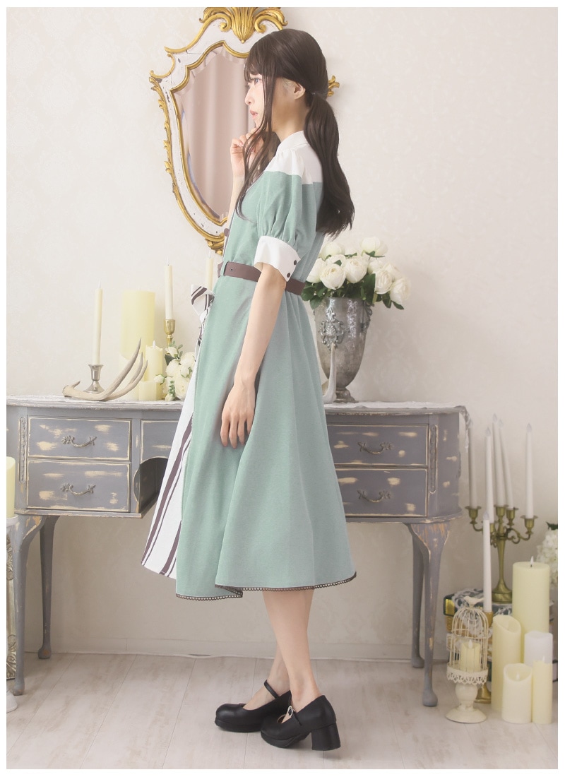 Favorite チョコミント Aライン ワンピース M/L シャツドッキングチョコミントワンピース ｜ Favoriteオリジナル