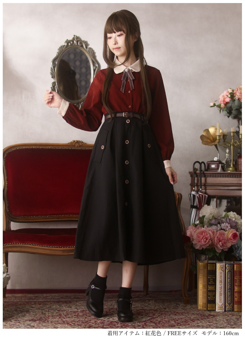 レトロガーリーブラウスリボンブローチ付 FavoriteSelection