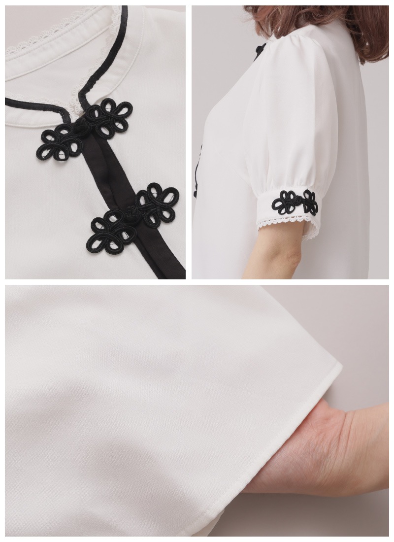 新品刺繍入り パフスリーブ ブラウス アイボリー 販売価格18,920円 パフスリーブチャイナブラウス ｜ Favoriteオリジナル