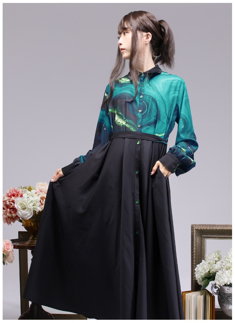 絵具溶ける絵画クラシカルシャツワンピース ｜ Favoriteオリジナル