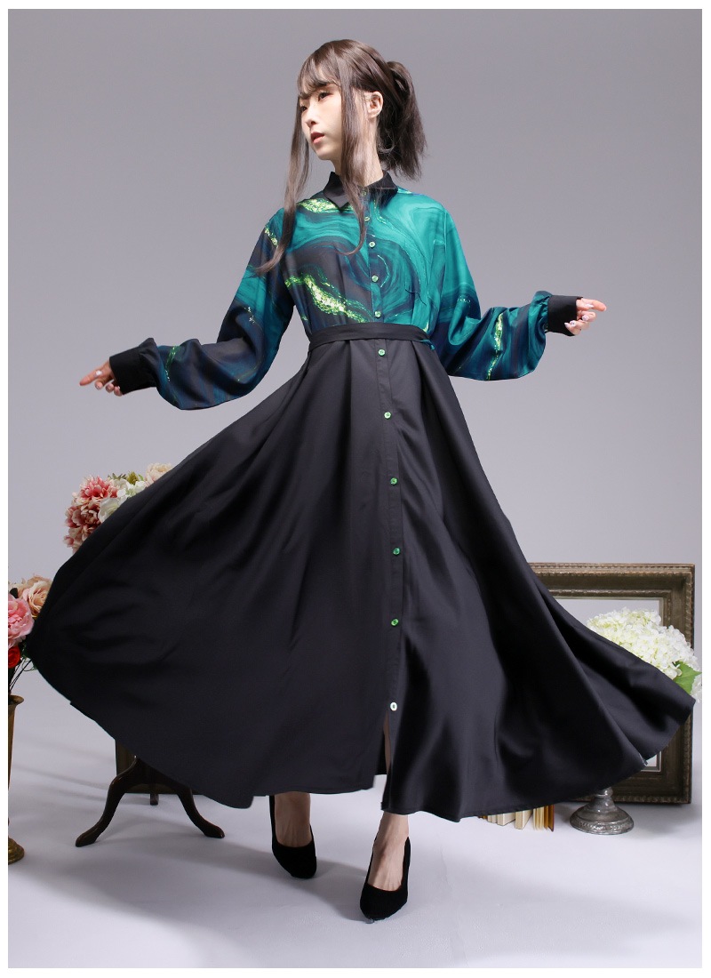 絵具溶ける絵画クラシカルシャツワンピース ｜ Favoriteオリジナル