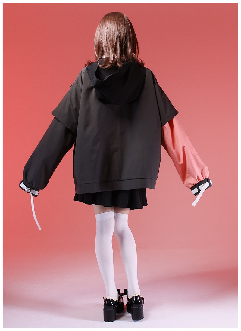 【 ⭕️】nekomimiパーカー&ショートパンツセット 新品未使用✨️ ハーネス付きバイカラーZIPショートパーカー（パーカー