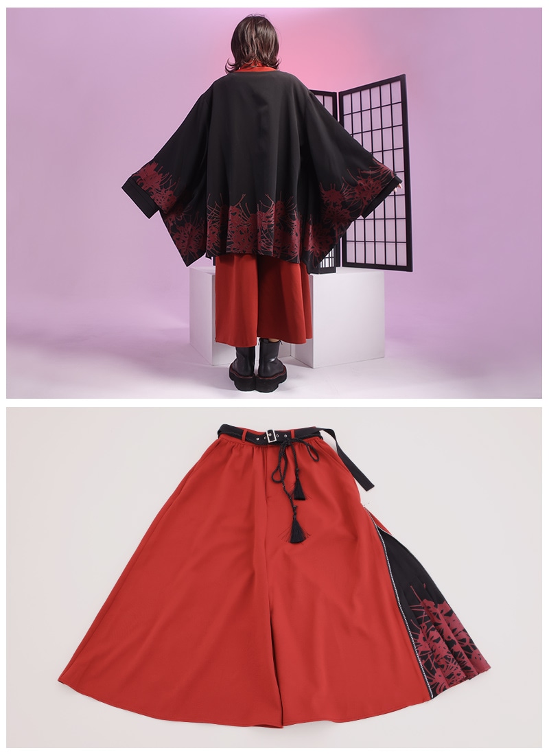 【新品未開封】内側フリース着物風袖UNISEX OUTER【彼岸花】 新品未開封】内側フリース着物風袖UNISEX OUTER【彼岸花】