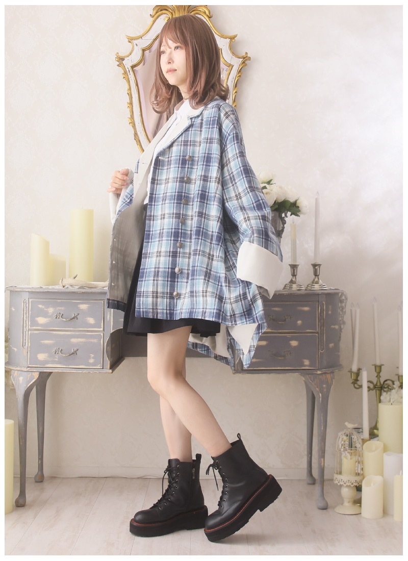 バイカラーのチェックチェスタージャケット ｜ Favoriteオリジナル