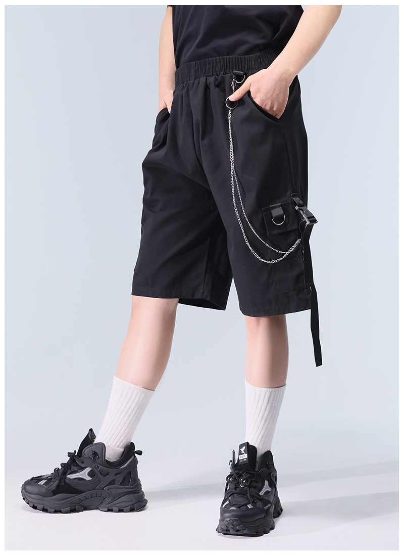 チェーン付きブラックハーフパンツ チェーンハーフパンツ ｜ Favorite