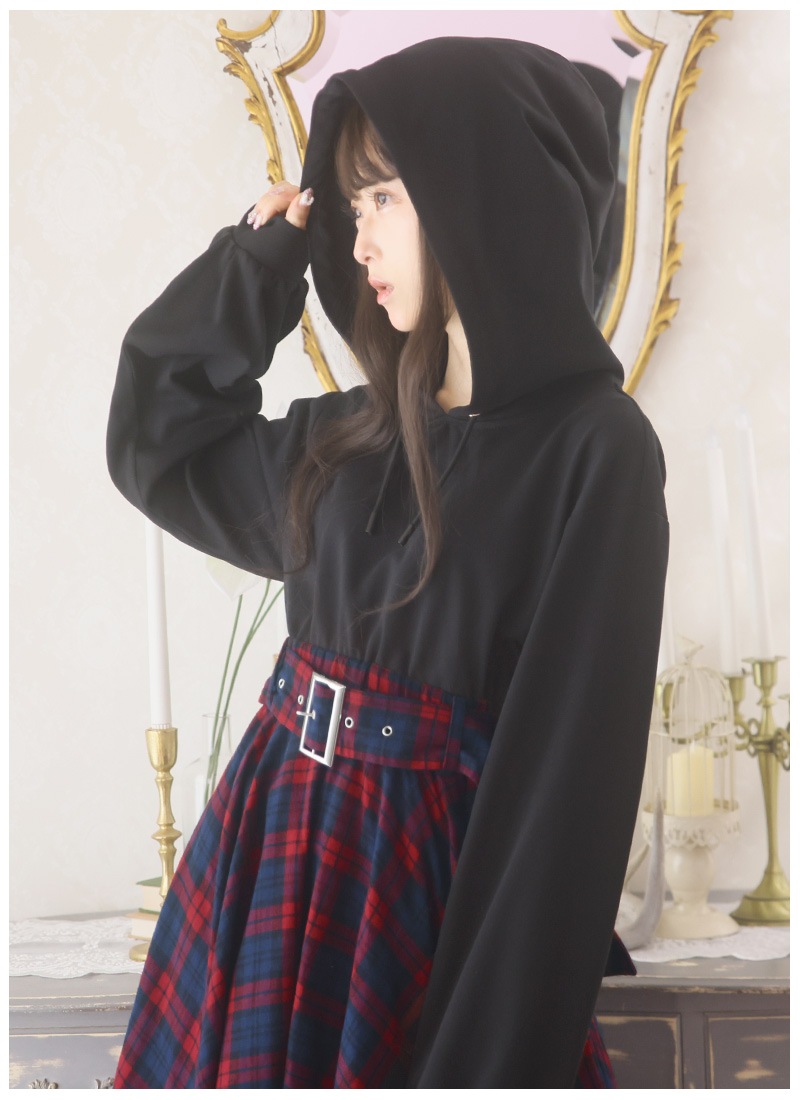 全円スカートのチェックパーカーワンピース ｜ Favoriteオリジナル