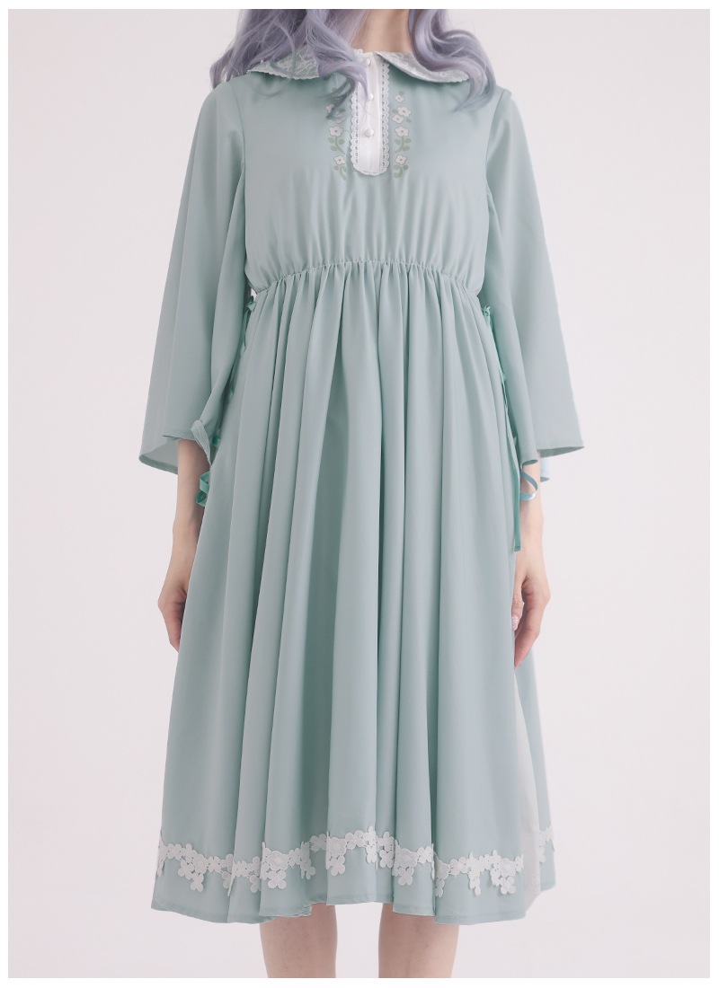 最短即日出荷】春風にゆれるレース襟のワンピース|Favorite