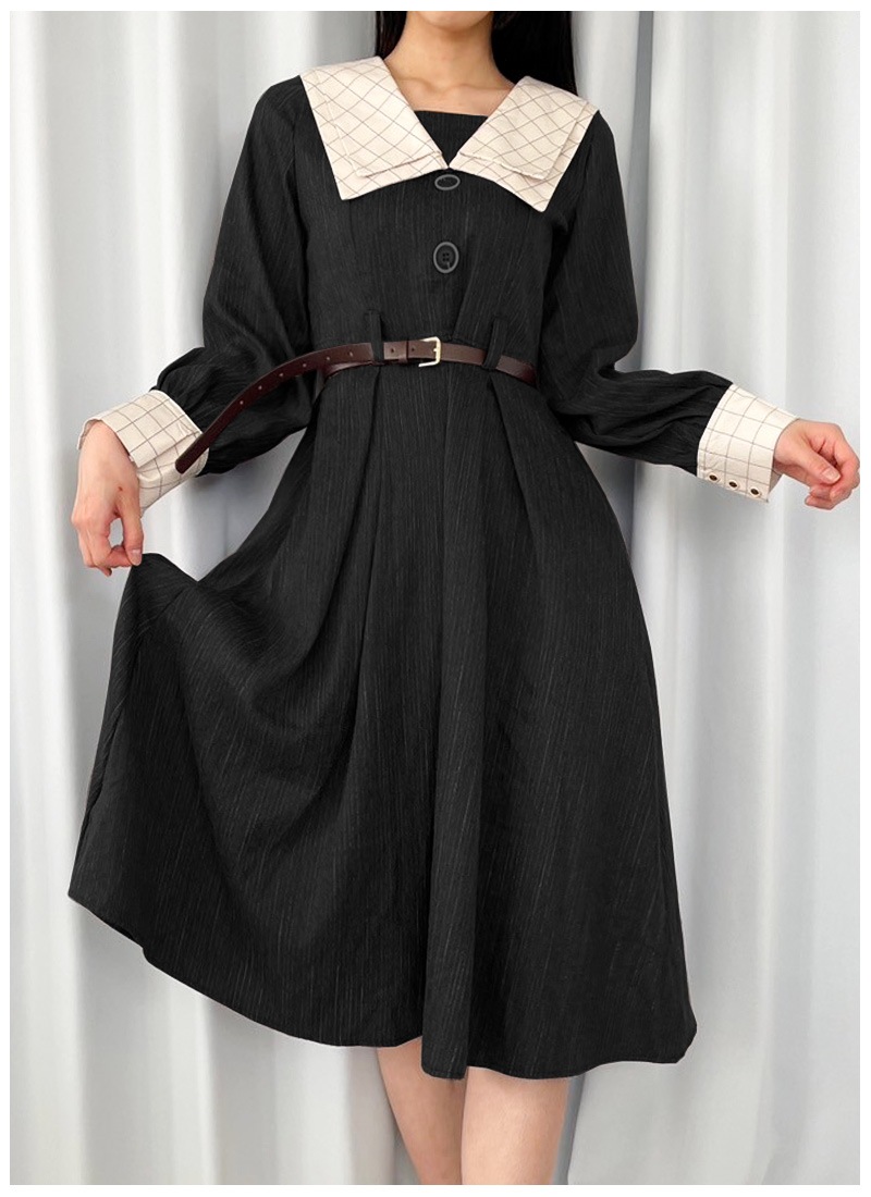 ワンピース ベルト ドリンク レトロ 学生風 上品
