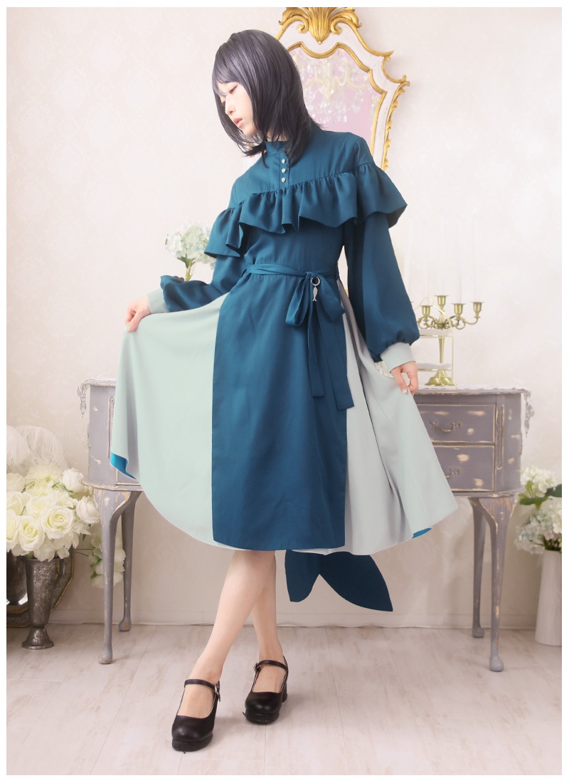 呼宵さんコラボ 青色をまとう おさかなワンピース ｜ Favorite