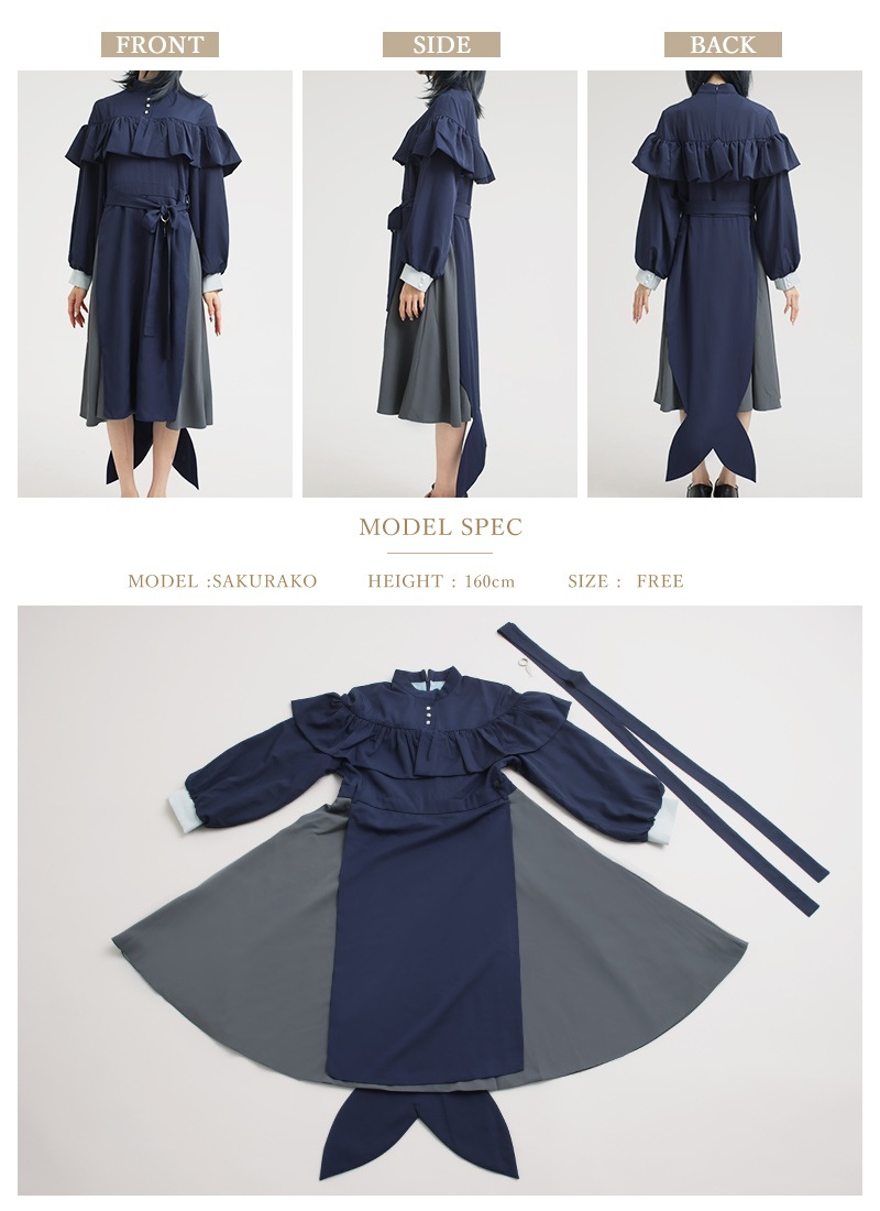 呼宵さんコラボ 青色をまとう おさかなワンピース ｜ Favorite