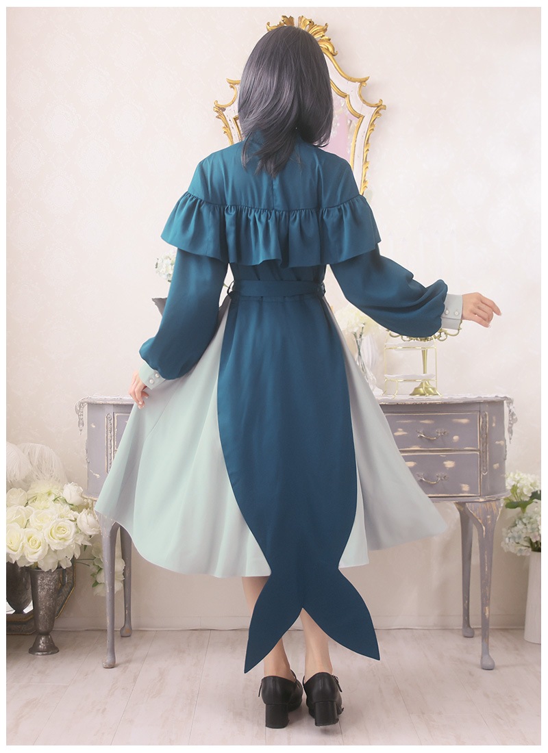 呼宵さんコラボ 青色をまとう おさかなワンピース ｜ Favorite