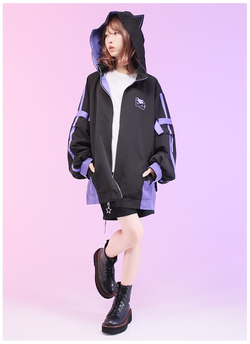 猫宮歩夢Nekomiya Ayumeさんコラボ 賽博風猫耳夾克 (サイバー猫耳