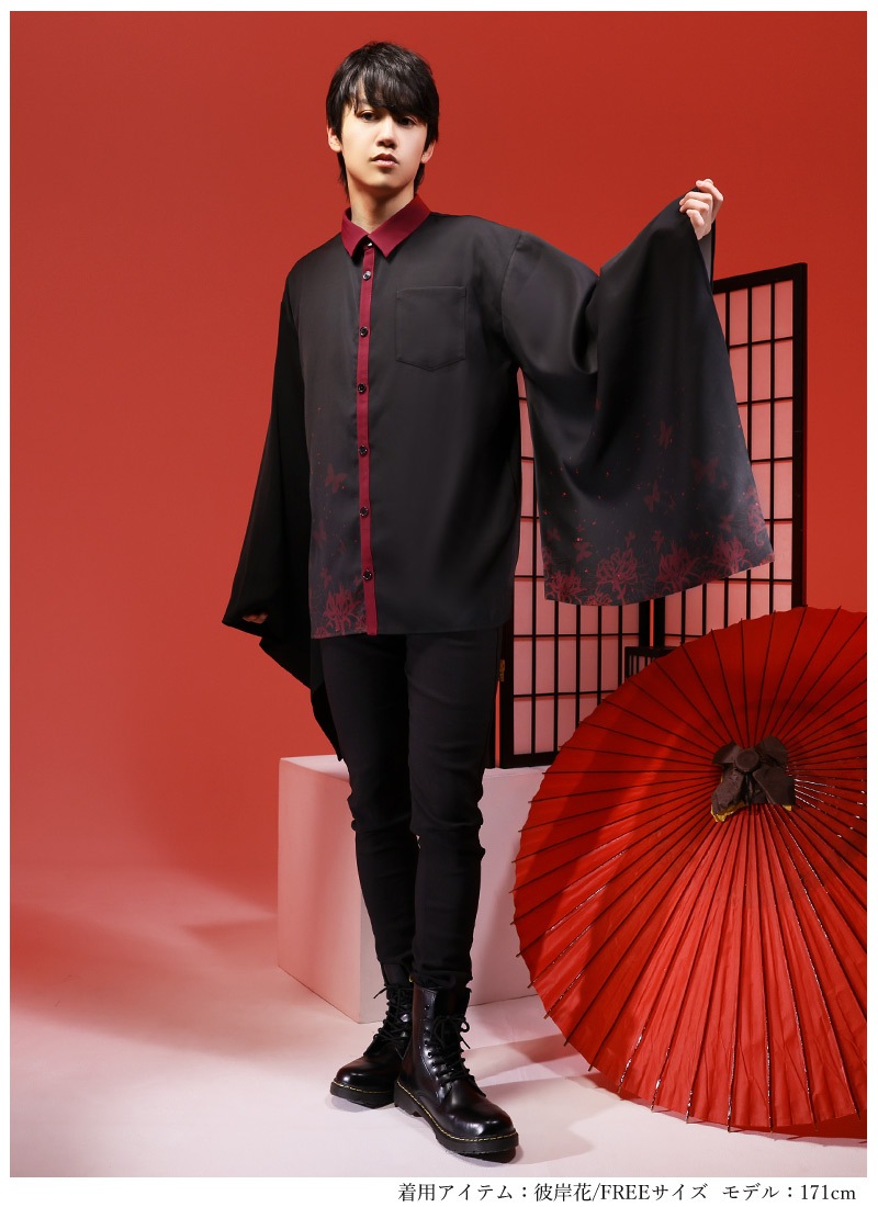 彼岸花と金木犀の和袖アシメシャツ ｜ Favoriteオリジナル