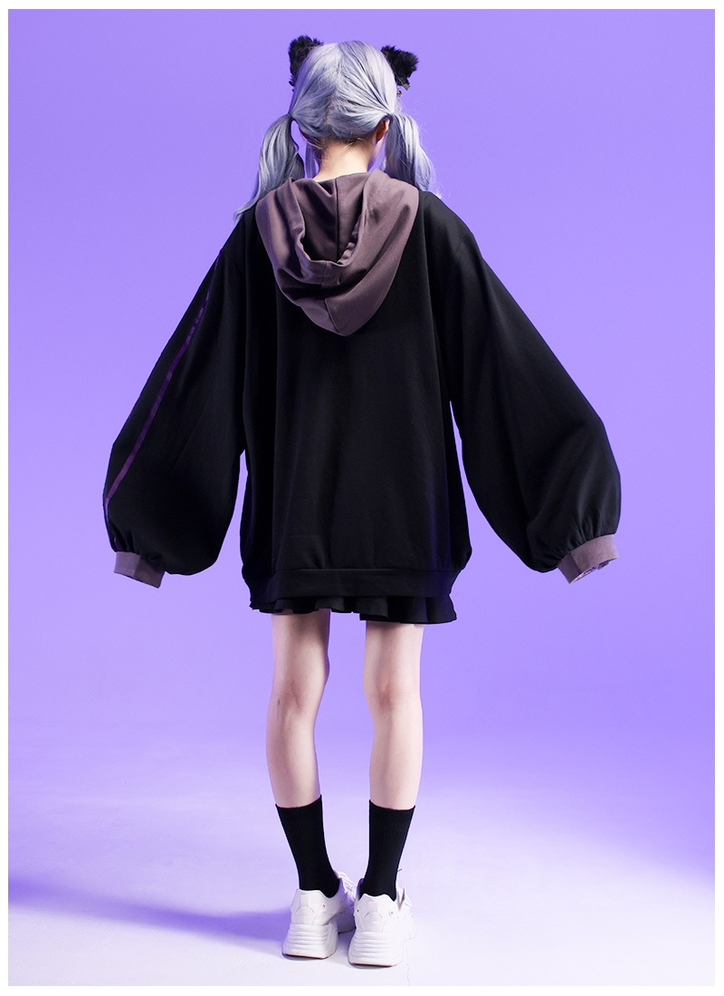 猫〆しあ コラボ 猫〆しあのシークレットエンブレムチェックパーカー